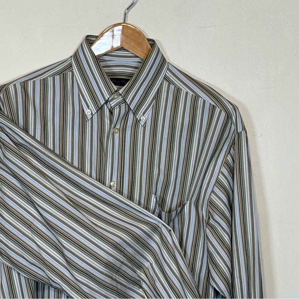 Orme in Portifino Classic Striped Men's Shirt - Brown,Green &,White. Italien L